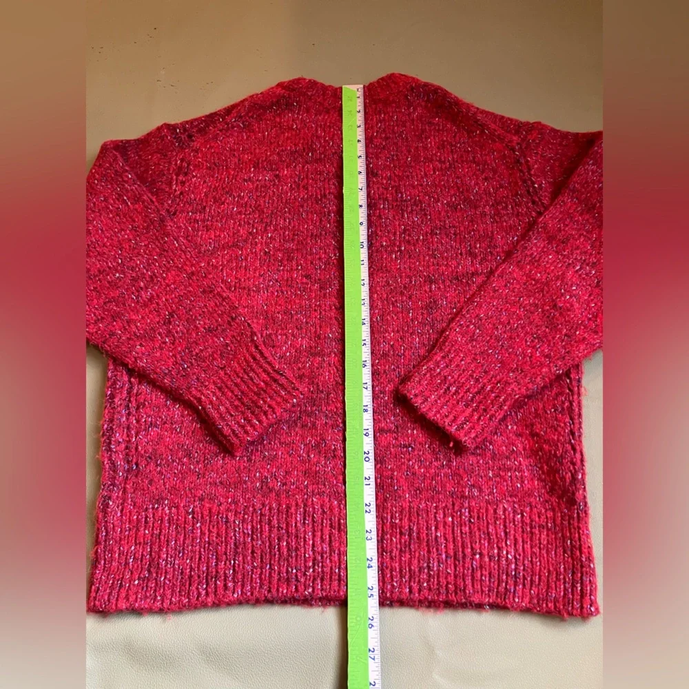 J.Crew Red Marled Alpaca Wool Blend Crewneck Sweater XS Curved Hem